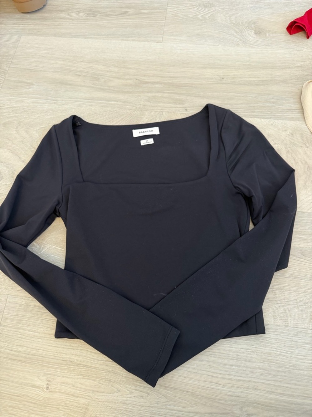 Aritzia Black Square-Neck Long Sleeve Top